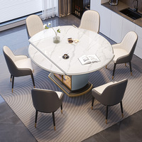 Ensemble de table à manger convertible en bois massif moderne, assemblé, pour appartement, villa, hôtel