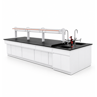 Table de laboratoire moderne en métal durable avec évier et armoire, 4 tiroirs, revêtement en poudre époxy, poste de travail en acier inoxydable pour laboratoire de chimie