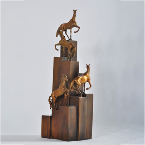 Brass Horse Figurine Set Multi Piece Copper Office <b>Desk</b> Decor For Home Hotel Gift - Product Image 4