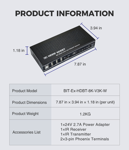 Extensor <span class=keywords><strong>HDMI</strong></span> <span class=keywords><strong>2.1</strong></span> 8K HDBT sobre CAT6A 90m, Transmisión sin Latencia, HDR10, ARC, EARC, USB, IR, RS232 - Product Image 6