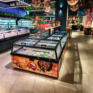 Congélateur horizontal commercial pour supermarché, vitrine de présentation de produits surgelés 334L, <span class=keywords><strong>gris</strong></span> foncé/noir, double usage pour glaces et fruits de mer - Product Image 4