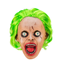 Masque d'Halloween 2026 en latex, tête de clown souriant et grommelant, rechargeable, pour bar, danse, costume, Noël, anniversaire, Pâques