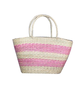 Bolso de mano tejido ligero y suave de jacinto de agua con diseño de red para compras de frutas y verduras - Product Image 3