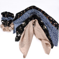 Foulard avec nœud en forme de fleur, chouchou Vintage pour femmes, 1 pièce, imprimé floral, doux