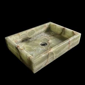 Lavabo de Ónix Verde Personalizable, Forma Rectangular, Tallado a Mano, Lavabo de Piedra Natural para Baño - Product Image 1
