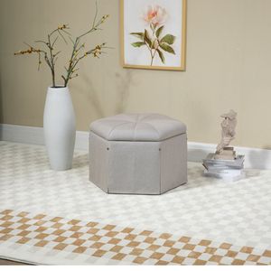 Modern Burgundy Fabric <strong>Storage</strong> <strong>Stool</strong> 38x38x38cm Decorative Furniture for Living Room <strong>Bathroom</strong> Hotel Apartment Home Office - Product Image 5