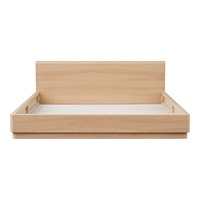 Cadre de lit en bois massif japonais à plateforme basse, taille Queen ou King, avec tête de lit, pour chambre à coucher moderne