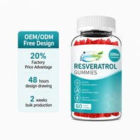 Gummies de Resvératrol Sans Sucre, Complément de Resvératrol avec Quercétine, Extraits de Pépins de Raisin et Baies d'Açaï, Soutien Antioxydant