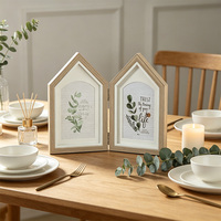 Petit cadre photo de table en bois pliable en trois parties, design créatif, en MDF professionnel, conçu pour les photos fraîches de famille et d'animaux de compagnie