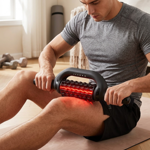 Rullo Massaggiante Multifunzionale per il Corpo a 6 Velocità, Massaggiatore Percussivo Ricaricabile con Terapia a Luce Rossa per il Rilassamento Muscolare - Product Image 1