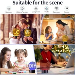 Honoson 4 Mảnh 3D đêm dẫn ánh sáng đèn cơ sở E26 bóng đèn cơ sở đánh bóng kết thúc rõ ràng tấm Acrylic điều khiển từ xa Cáp <span class=keywords><strong>USB</strong></span> - Product Image 3