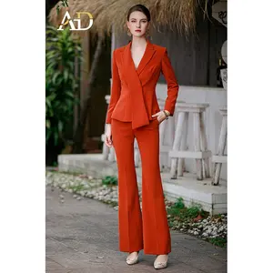 Office Wears For Ladies Slim Costume Femme Bureau Chiffon Trouser Suit Customization Production