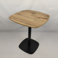 Table de bar ronde minimaliste en MDF avec base en métal noir mat, table de bistrot moderne pour salle à manger, café, petits espaces