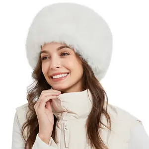 Frauen Kunst pelz Hut Russische Kosaken Schnee kappe Flauschige Eimer Hut Fischer Plüsch Warm Cute Fuzzy Beanie Hut