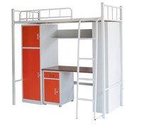 Lit d'appartement en métal de dortoir d'étudiant d'université de nouvelle conception avec le bureau/lit pour le lit de grenier/grenier avec la glissière