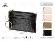 Portacarte con cerniera ricamata da 4 pollici in pelle PU dal design minimalista per contenere carte - Product Image 1