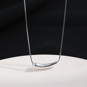 Geometric Eggplant Tube Necklace Stainless Steel Women's Clavicle Chain Simple Chic Pendant - Product Image 3