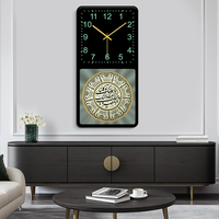 Jam dinding kristal Islami untuk dekorasi rumah desain tradisional fitur diam kalender gaya lukisan terbaru untuk Muslim