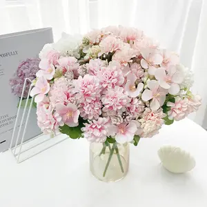 Artificial flower wholesale Popular home decoration flower combination rose hydrangea silk artificial flowers