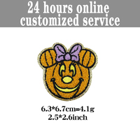 Patchs thermocollants en chenille de dessin animé Minnie pour Halloween, en gros et en stock