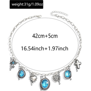 Collier de plage d'été superposé style bohème en émail irrégulier motif floral, avec breloques animaux marins, coquillages, conques et étoiles de mer - Product Image 1