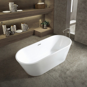 Baignoire autoportante ovale contemporaine en acrylique, élégante, avec débordement et fonction bain à remous, portable, pour hôtel, avec drain, directement de l'usine - Product Image 2