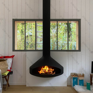 CRUISE CRUISE plafond suspendu moderne en acier personnalisé Unique <span class=keywords><strong>gaz</strong></span> à <span class=keywords><strong>foyer</strong></span> <span class=keywords><strong>ouvert</strong></span> Villa à bois hôtel appartement cheminée circulaire - Product Image 1