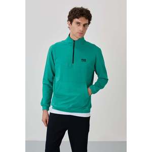 Ensemble de survêtement pour homme Air Jones, col montant, mélange de coton, vert marine et bleu marine, vêtements de sport et de loisirs pour l'entraînement - Product Image 2