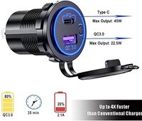 Double chargeur USB QC3.0 + PD Prise de charge rapide 12-24V Support de téléphone