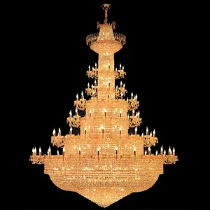 Illuminazione moderna del lampadario di cristallo dell'impero francese dell'oro di nozze dell'hotel di lusso europeo su misura