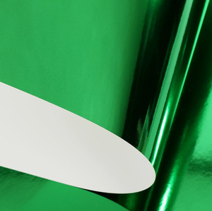 Feuille de papier miroir réfléchissant vert, papier miroir holographique aluminisé pour emballage de bouquets et cadeaux - Product Image 1