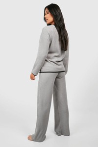 Ensemble de vêtements de détente en maille côtelée contrastée, ensemble <span class=keywords><strong>2</strong></span> pièces, pyjama de maternité pour femmes enceintes - Product Image 2