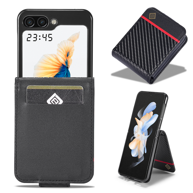 For Samsung Z Flip 8 Phone Case Card Holder Stand Wallet Magnet Flip Cover Faux Leather Galaxy Z Flip 7 6 5 4 3