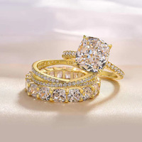 Ensemble de 3 bagues de luxe en argent 925 empilables avec moissanite GRA couleur D pour femme, idéales pour mariage et fiançailles