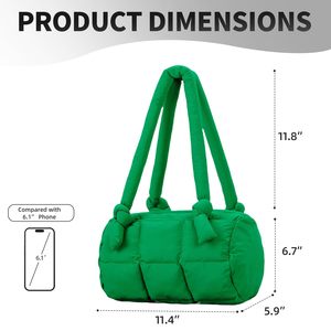 Fashionniche กระเป๋าสะพายไหล่ทรงสี่เหลี่ยมสำหรับผู้หญิง (โพลีเอสเตอร์) ผ้าไนลอนมีซิปผ้าพัฟฟ์ขนรักแร้ผ้าฝ้ายนุ่มเต็ม - Product Image 6