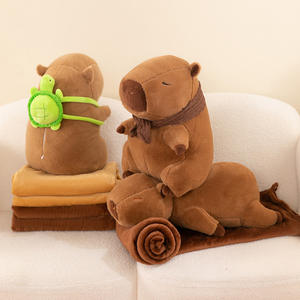Manta Capibala dos en uno para niños, edredón y cojín de aire acondicionado de doble propósito, almohada de Capybara con diseño de oso para niños - Product Image 3