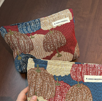 Pochette de toilette portable en toile contrastante à imprimé léopard, tricotée et sérigraphiée, pour rangement de produits de soin Joker