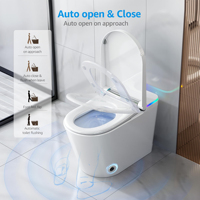WC intelligent monobloc en céramique de style moderne, avec bidet intégré, siège chauffant, double chasse et siphon en S, pour salle de bain