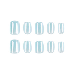 <strong>Nail</strong> Art <strong>Simple</strong> Coated Cyan Solid-Color Pre-<strong>Designed</strong> Wearable <strong>Nails</strong> Short Square European American Export Press on False <strong>Nails</strong> - Product Image 5