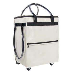 100% Polyester 600D Fabric <b>Foldable</b> Shopping <b>Cart</b> Folding with Wheel Oxford Trolley Handles <b>Foldable</b> Polyester Grocery Tote - Product Image 1