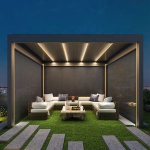 Pérgola de aluminio moderna a prueba de lluvia, Gazebo ajustable eléctrico, persiana motorizada, toldos de patio bioclimáticos para exteriores, estilo pabellón - Product Image 4