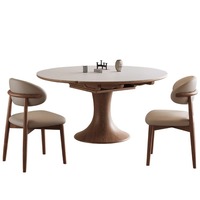 Table à Manger et Table Basse Pliantes Rétractables en Bois Massif Style Moderne Mid-Century, Chaises Durables pour Salon
