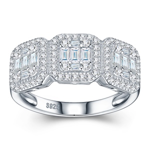 Vente en gros d'usine, bagues pour hommes en moissanite hip-hop avec plusieurs pierres précieuses, argent 925, grandes bagues fines pour femmes - Product Image 2