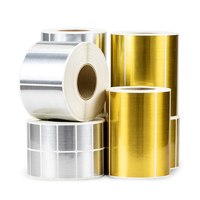 Rouleau personnalisé en PET, étiquette autocollante en aluminium métallisé résistant à la chaleur, étiquette autocollante en vinyle en Polyester brossé or