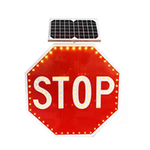 批发道路交通控制停车标志反光太阳能警告发光二极管标志