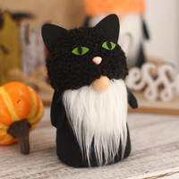 Adorables Ornements en Peluche Gnome Sans Visage pour Halloween, Ensemble Gnome Chat Noir Citrouille Diable pour Décoration de Table à Domicile
