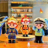 Internet rouge trafic Police pompier mousqueton porte-clés Silicone écologique sac suspendus ornements armée jour dessin animé créatif