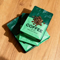 Sachet Doypack pour grains de café de qualité alimentaire, à huit soudures, en MOPP, PE et feuille d'aluminium, avec valve, fermeture éclair, thermoscellable et impression sérigraphique