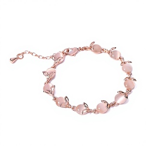 <span class=keywords><strong>Bracciale</strong></span> in ferro con pietra occhio di gatto colorata, gioiello da donna con <span class=keywords><strong>volpe</strong></span> e piccoli animali, accessorio etnico minimalista in oro rosa, regalo di compleanno - Product Image 1