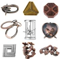 9 pièces/ensemble de casse-têtes de réflexion en fil métallique, jeux de défi de QI, jeux de déverrouillage, jouet de verrouillage imbriqué, cadeau pour adultes et adolescents